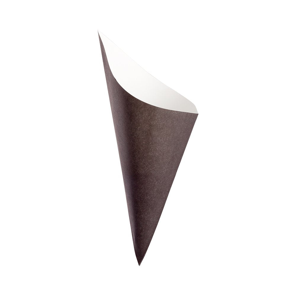 Restaurantware Conetek 10-Inch Eco-Friendly Black Finger Food Cones: Perfect For Appetizers - Food-Safe Paper Cone - Disposable