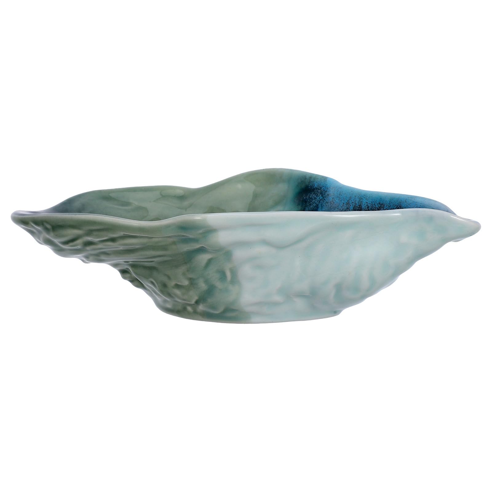 BESTOYARD Oyster Shell-shaped Ceramic Salad Dish 8-inch Fruit Serving Plate Rustic Sea Shell Design for Dining Table and Food Pr
