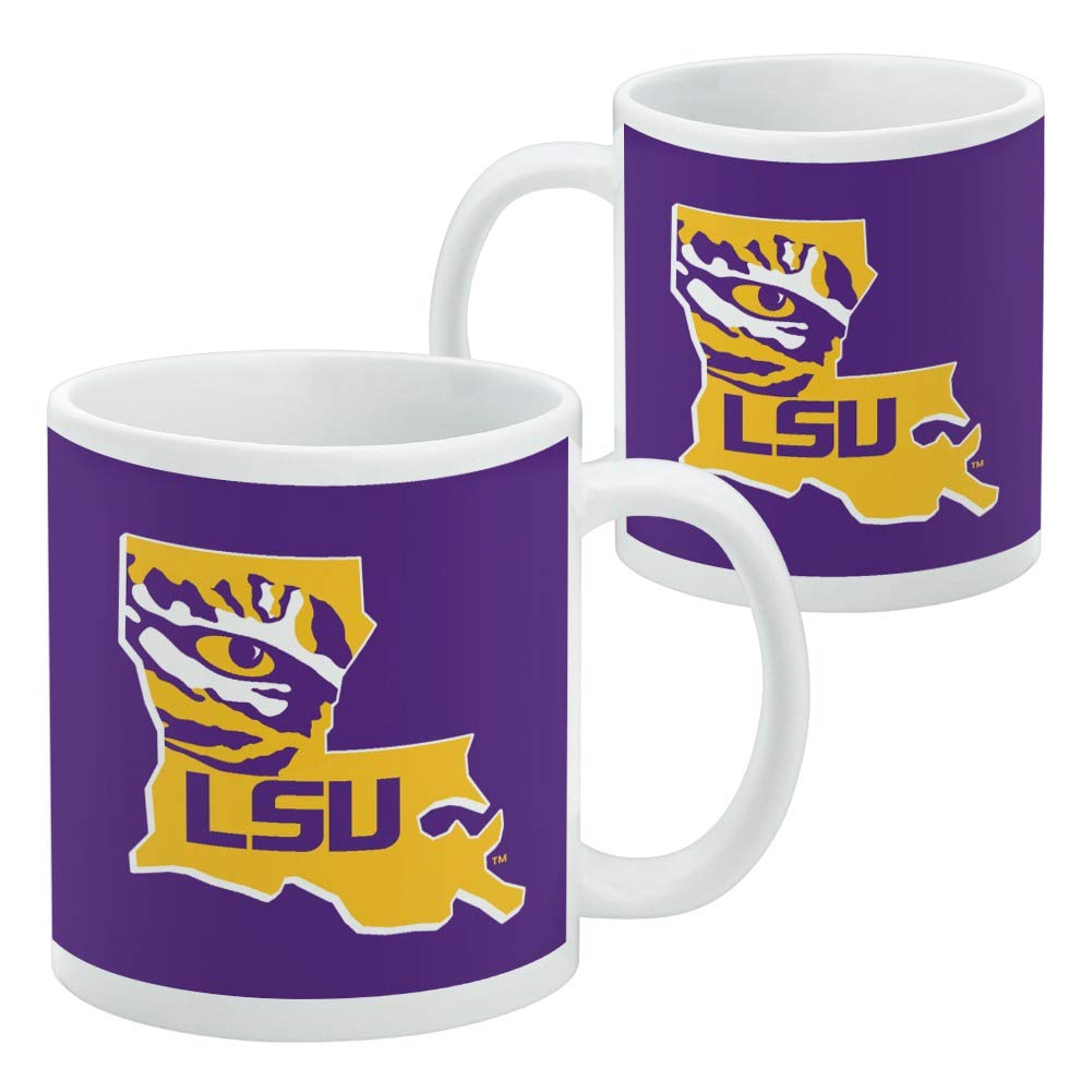 Lsu Tiger State Mark Ceramic Coffee Mug, Novelty Gift Mugs For Coffee, Tea And Hot Drinks, 11Oz, White