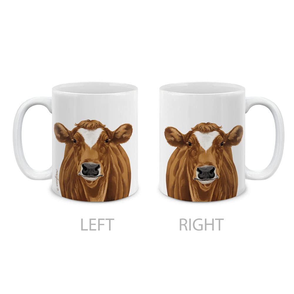 MUGBREW Ceramic Coffee Mug, Brown Cow Design, 11 OZ, Model SBMUG0002-A7560