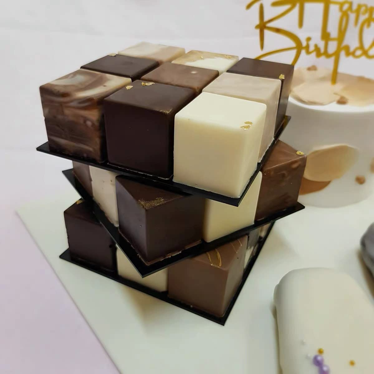 Ionegg 15 Cavities 1.4 Inch Square Silicone Mold, Cube Mold For Making Chocolate Candy, Cake, Ice Cube Tray, Truffles Pralines,