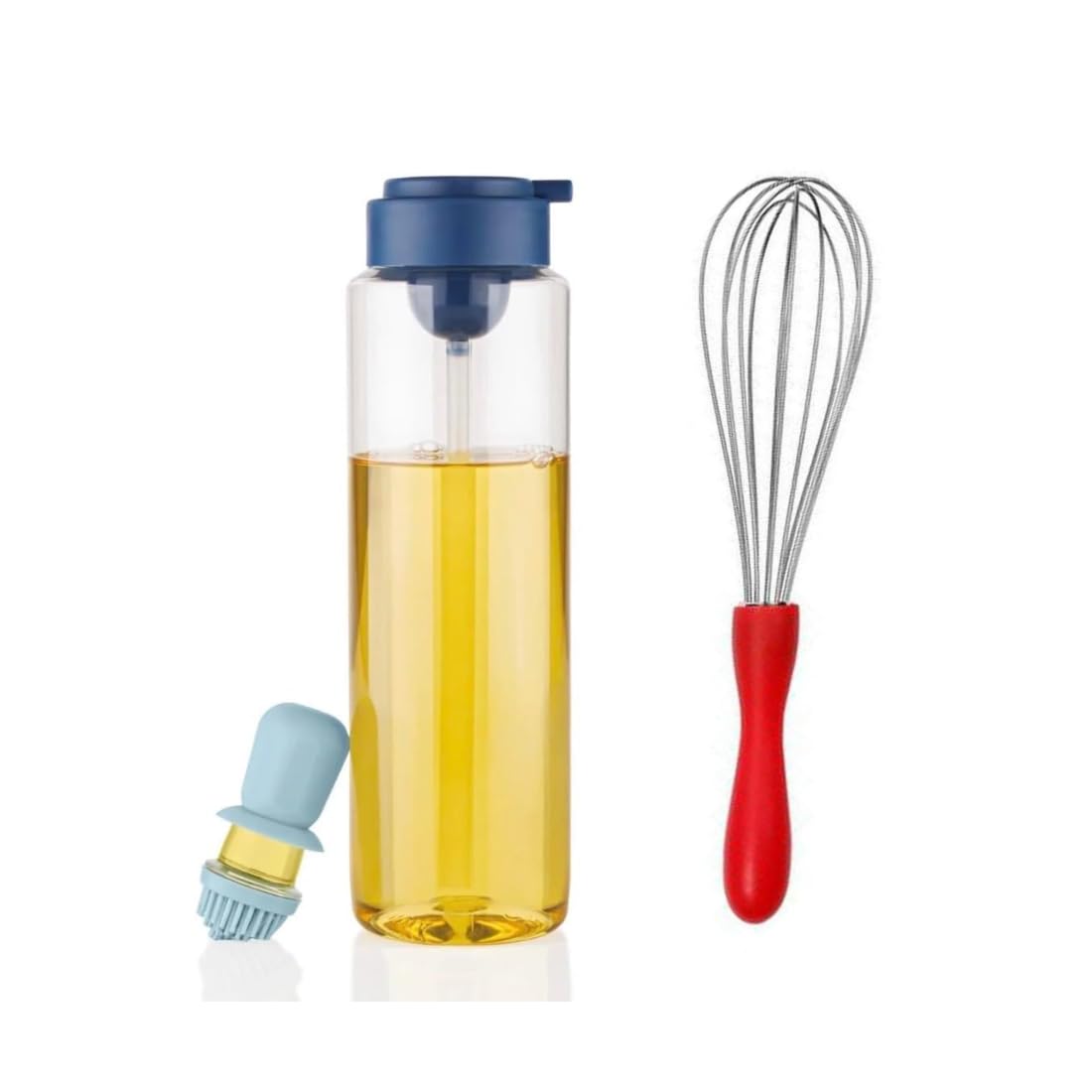 Nohunt 1000Ml Oil Dispenser With Silicon Brush & Manual Hand Whisker 21Cm | Leakproof Kitchen Oil Bottle With Steel Whisker For 