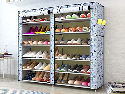 Buenovida Shoe Rack For Home With Cover 12 Layer Metal Shoes Stand For Home & Multipurpose Storage Rack With Dustproof Cover & W