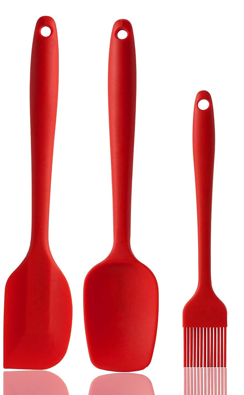 Fs Cool 3Pcs Set Silicone Spatula Spoon And Brush Kitchen Utensils Rubber Spatula Silicone Basting Pastry Brush And Spoon HeatR