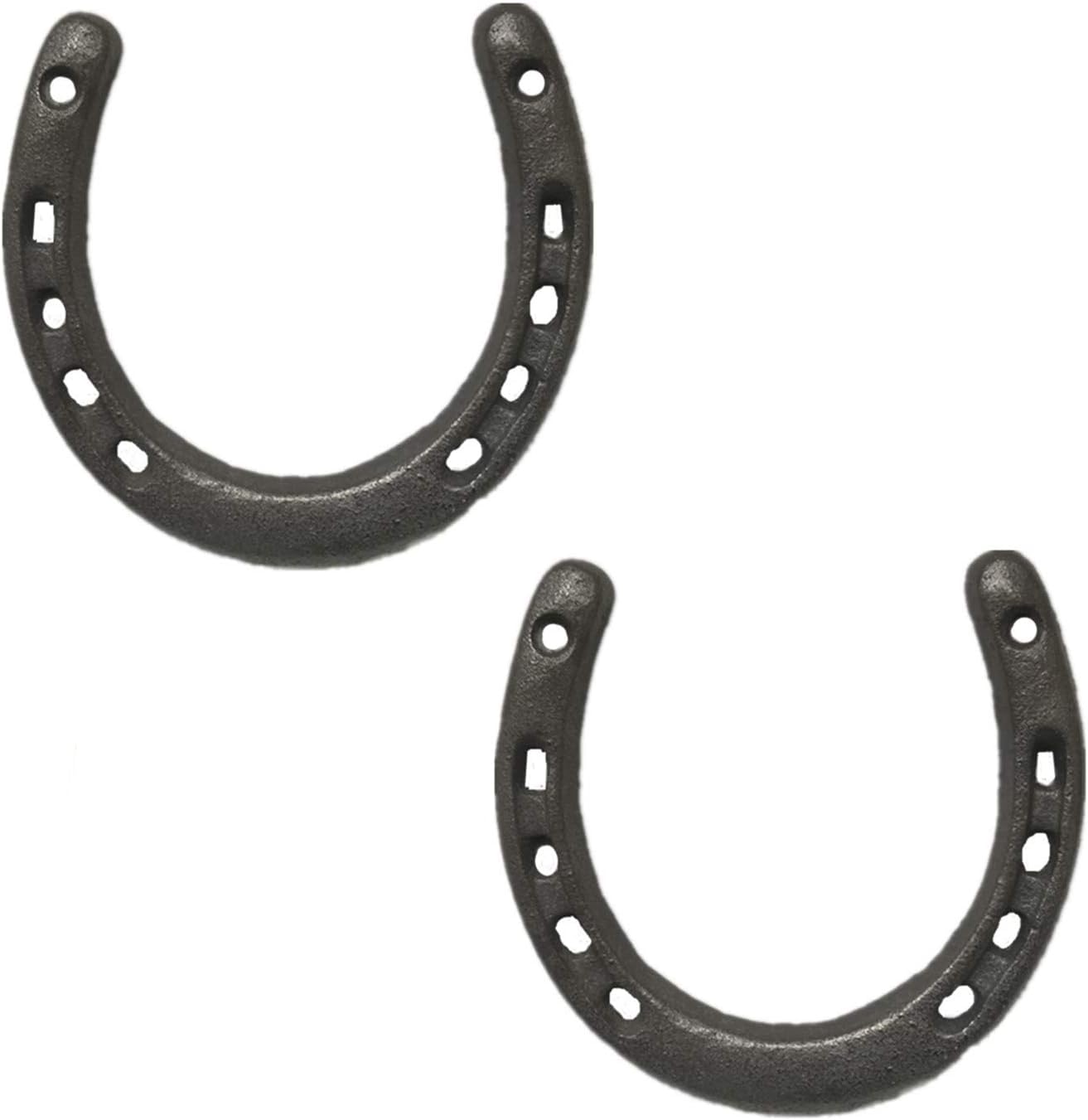 Cast Iron Horseshoe Wall Decor, Medium Horseshoe Sturdy Cast Iron 5 Holes On Each Side for Indoor Or Outdoor(2 pack)