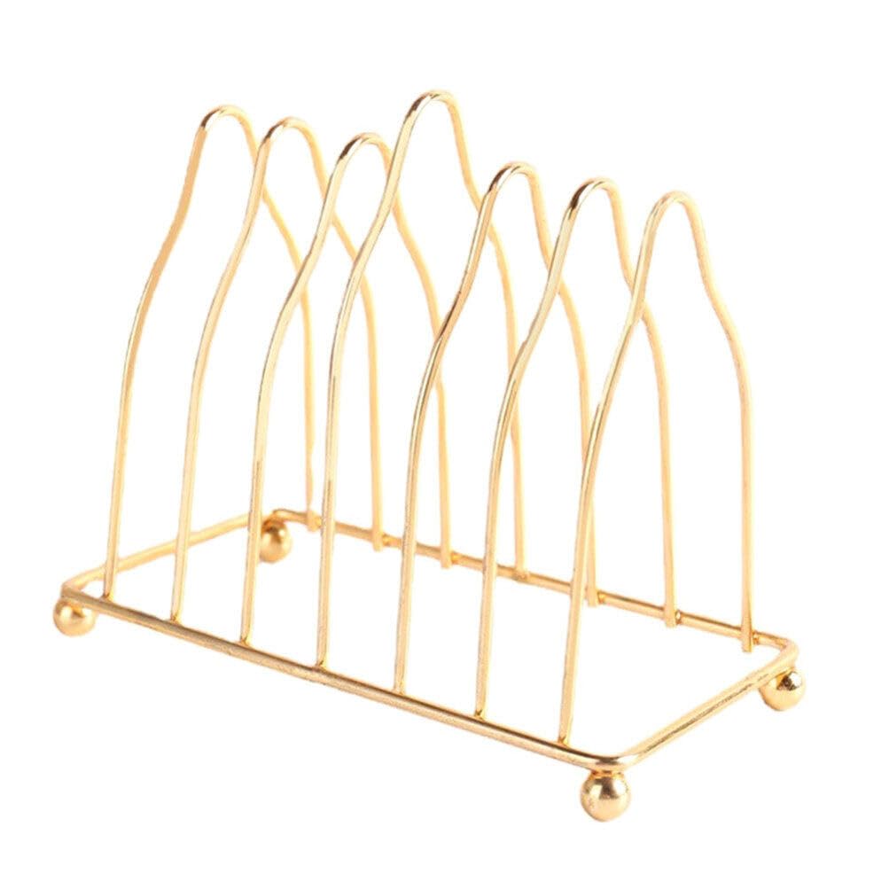 Alipis Dish Drying Rack Metal Plate Stands, Upright Plate Storage Drainboard Pot Lid Holder Counter Gold Plate Holder Organizer