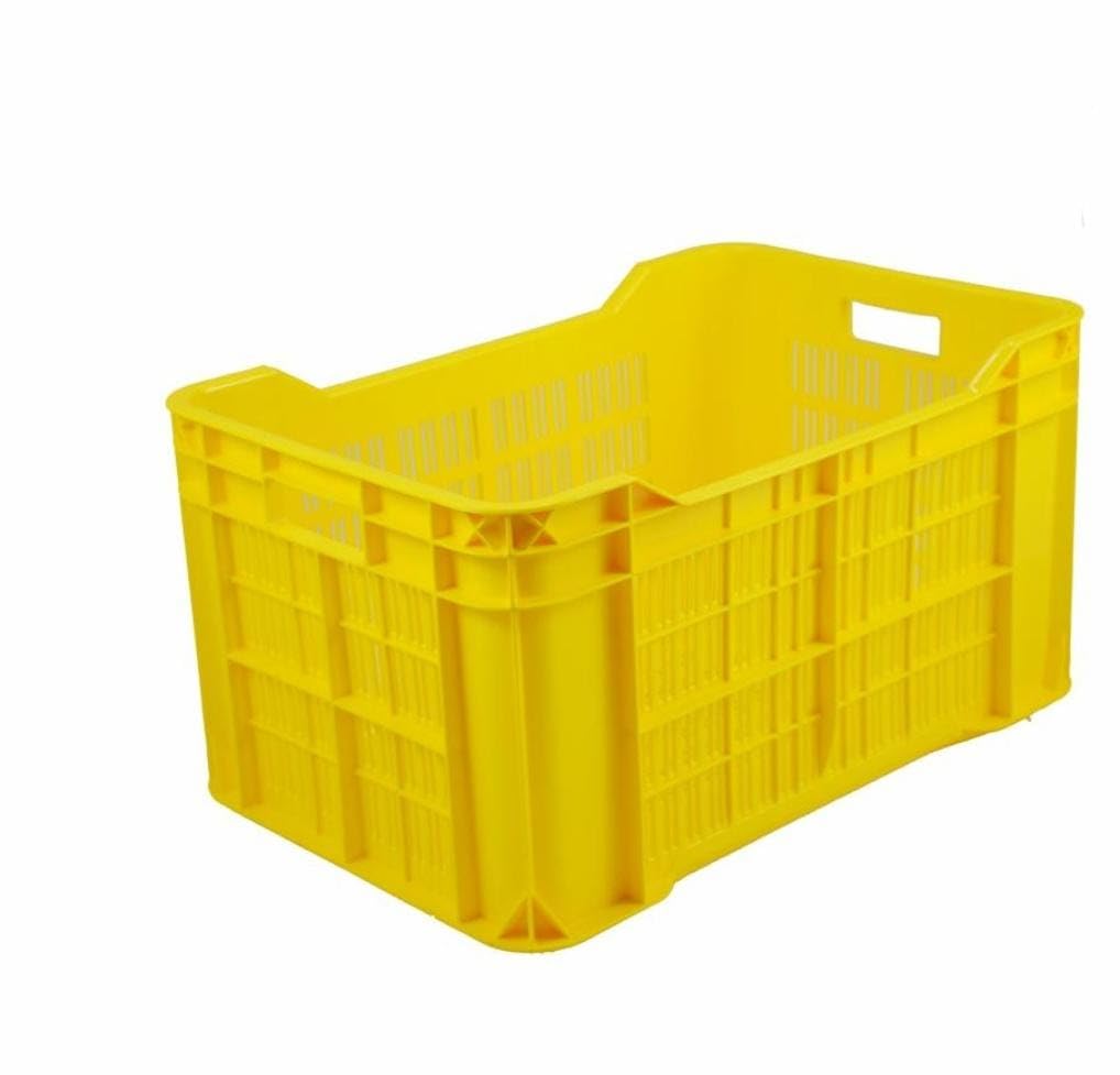 Actionware Crate Multipurpose Vegetable, Fruit Crate, Storage & Organizer For Home, Strong & Durable (Yellow)