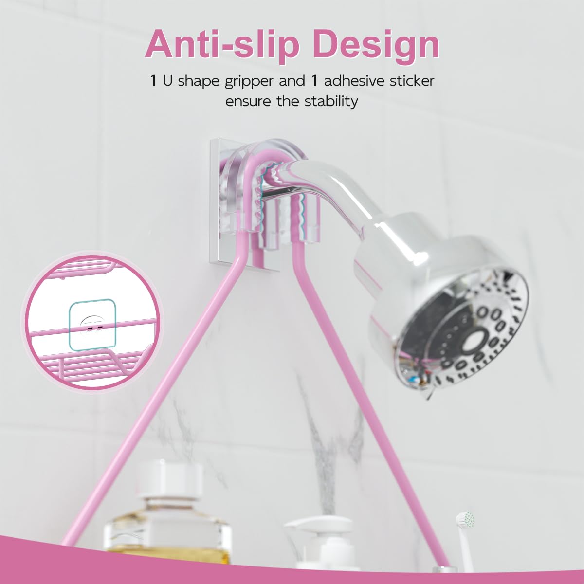 TreeLen Pink Shower Caddy Over Shower Head  Pink Bathroom Accessories  Gift for Girlfriend  Wife  Little Girl