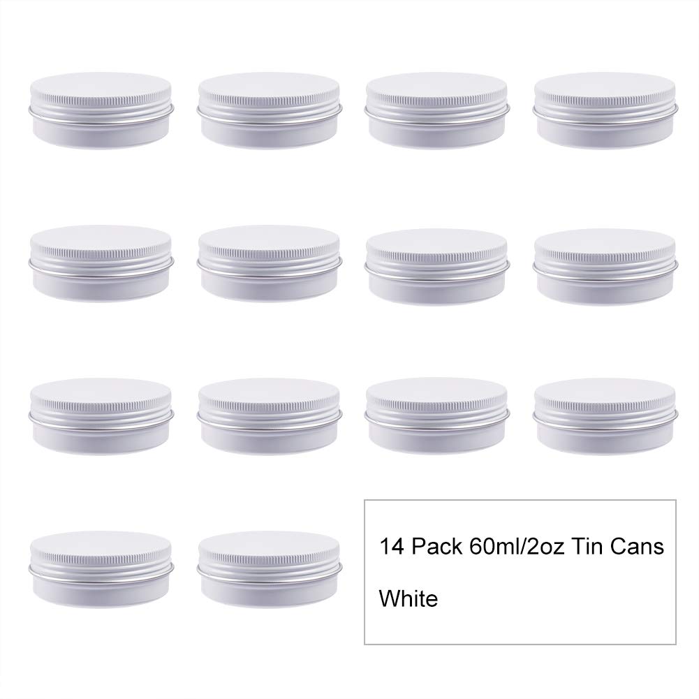Benecreat 14 Pack 2 Oz Tin Cans Screw Top Round Aluminum Cans Screw Lid Containers - Great For Store Spices, Candies, Tea Or Gif