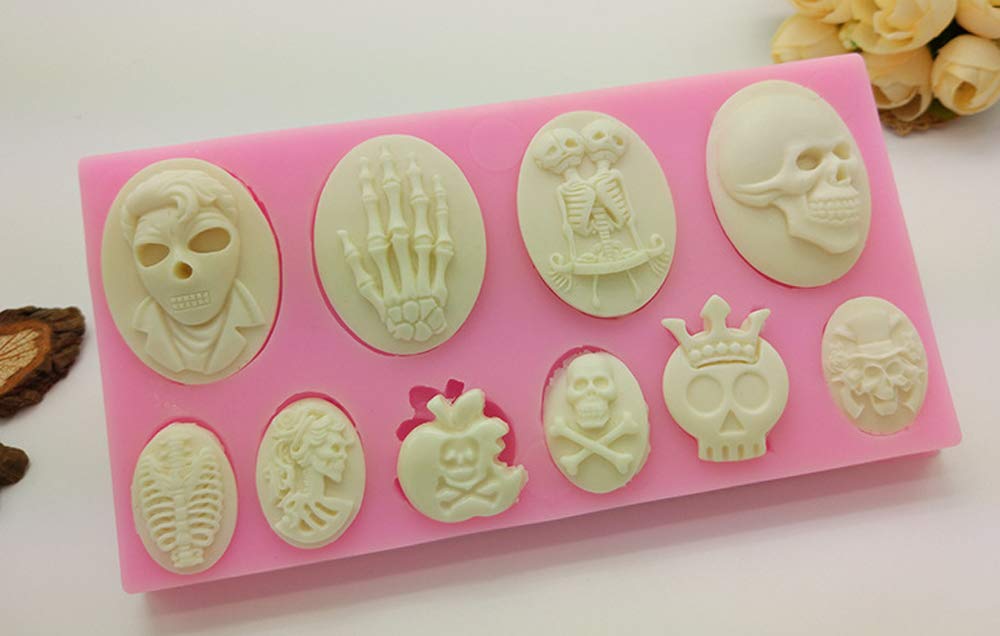 Foyara Halloween Skull Skeleton Fondant Silicone Cake Decoration Mould Chocolate Mould Sugar Icing Gumpaste Kitchen Diy Baking T
