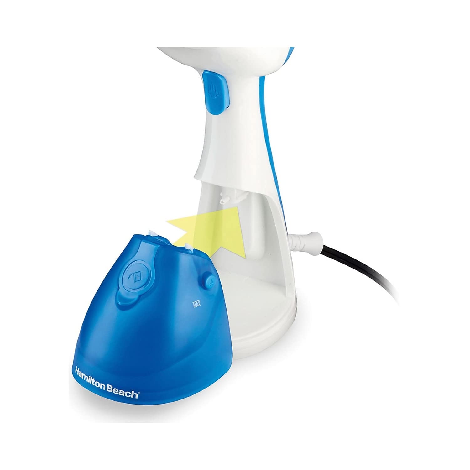 Hamilton Beach Handheld Garment Steamer, 15 Min Continuous Steam, 1000 Watts, White & Blue, Model 11555, Portable Wrinkle Remover