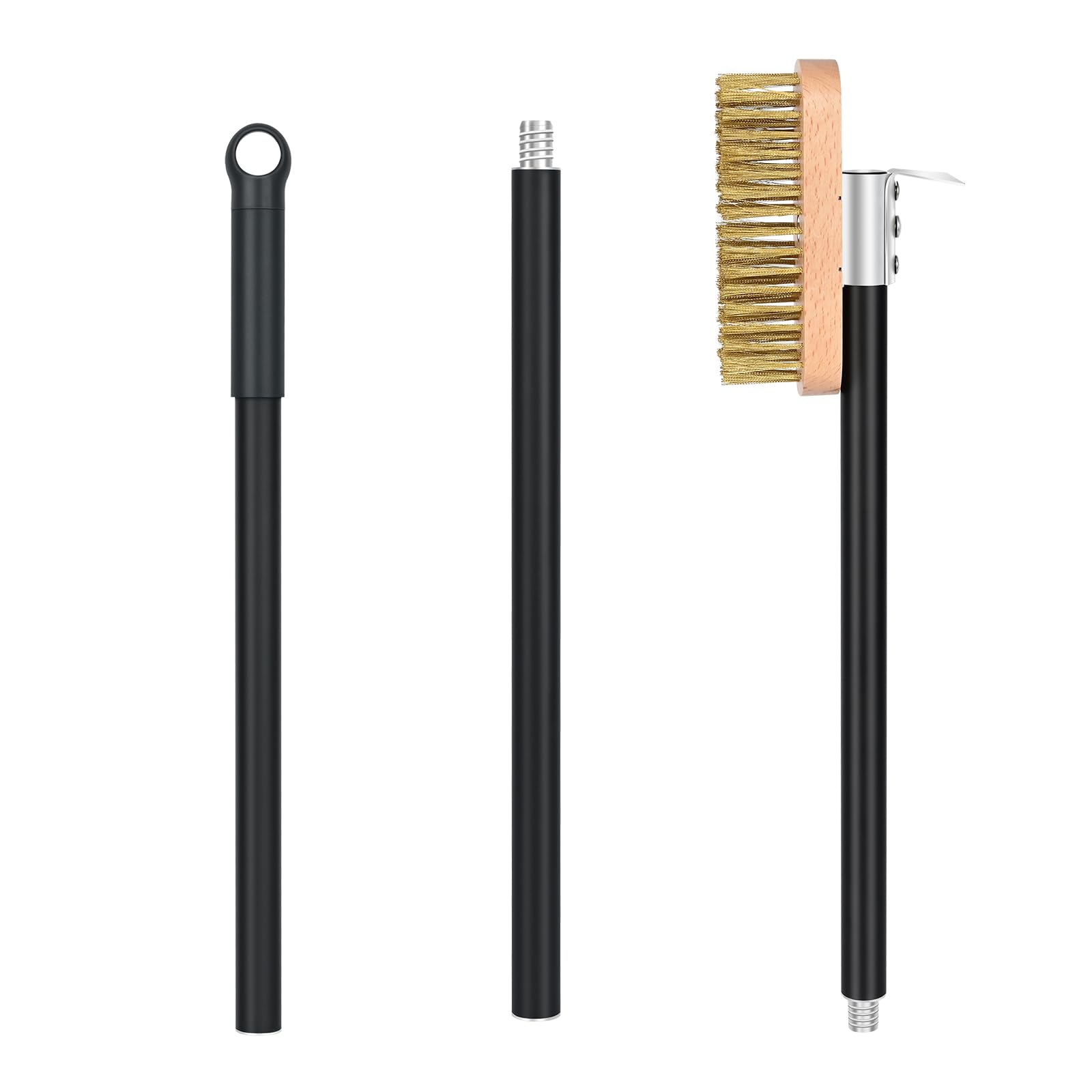 Nutuni Pizza Oven Brush With Scraper, Brass Bristles Grill Brush With 33 Or 47 Inch Long Handle, Pizza Oven Accessories