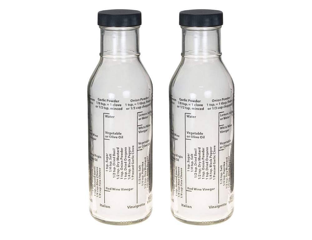 Kolder Salad Dressing Mixer Bottle With 8 Classic Recipes, Set Of 2, 13-Ounce, Made In The Usa