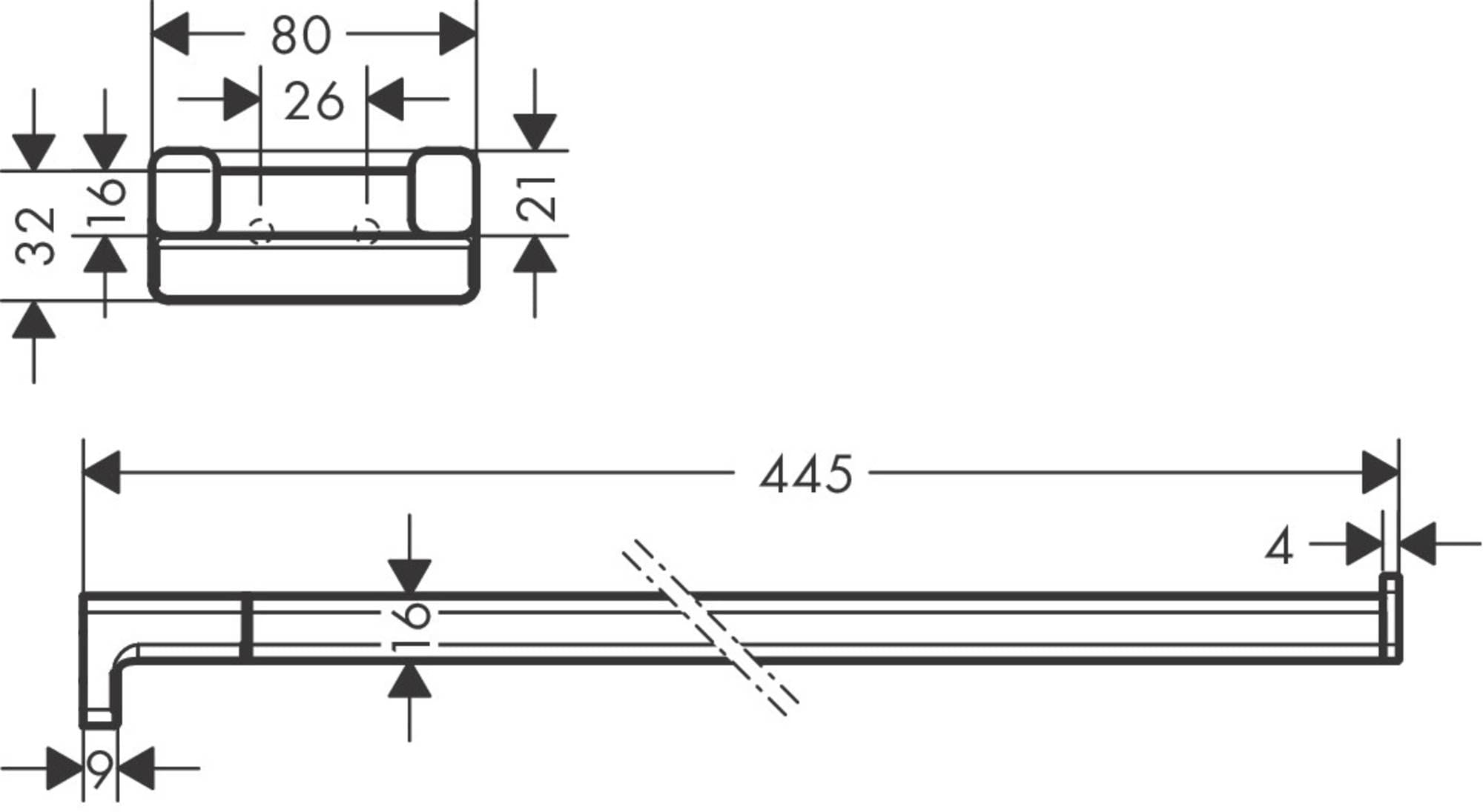 Hansgrohe -Towel Holder Twin-Handle 3-Inch Holder In Brushed Black Chrome, 41770340