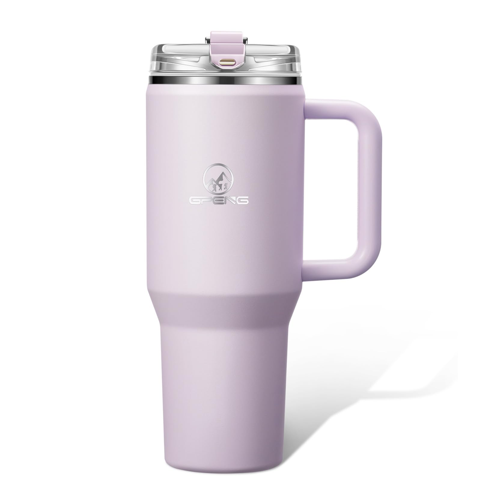 Gpeng 30/40/50 oz Tumbler with Handle, Water Bottles with Straw Lid, Insulated Stainless Steel Travel Mug Cup Holder Friendly, K