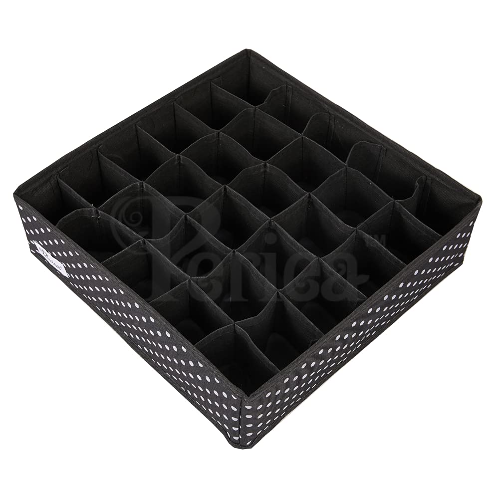 Periea Drawer Organizer Bedroom Underwear 30 Cell 'Fosy' (Premium, Nero con Pois Bianchi)