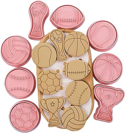 HUSAINI MART |8Pcs Biscuit Mould, NonStick MultiPurpose DIY Cartoon Biscuit Baking Mould, BPA Free, Football Rugby Cookie Temp