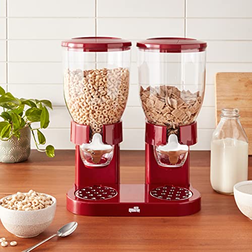 Honey-Can-Do Double Cereal Dispenser With Portion Control, Red And Chrome