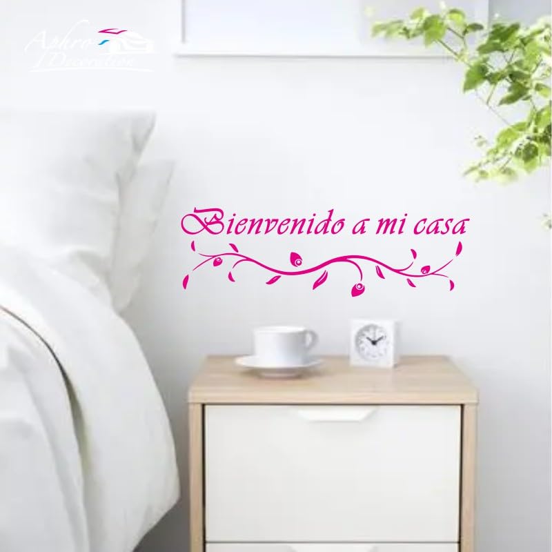 Gadgets Wrap Wall Decal Vinyl Sticker Bienvenido A Mi Casa Spanish Pink For Office Home Wall Decoration