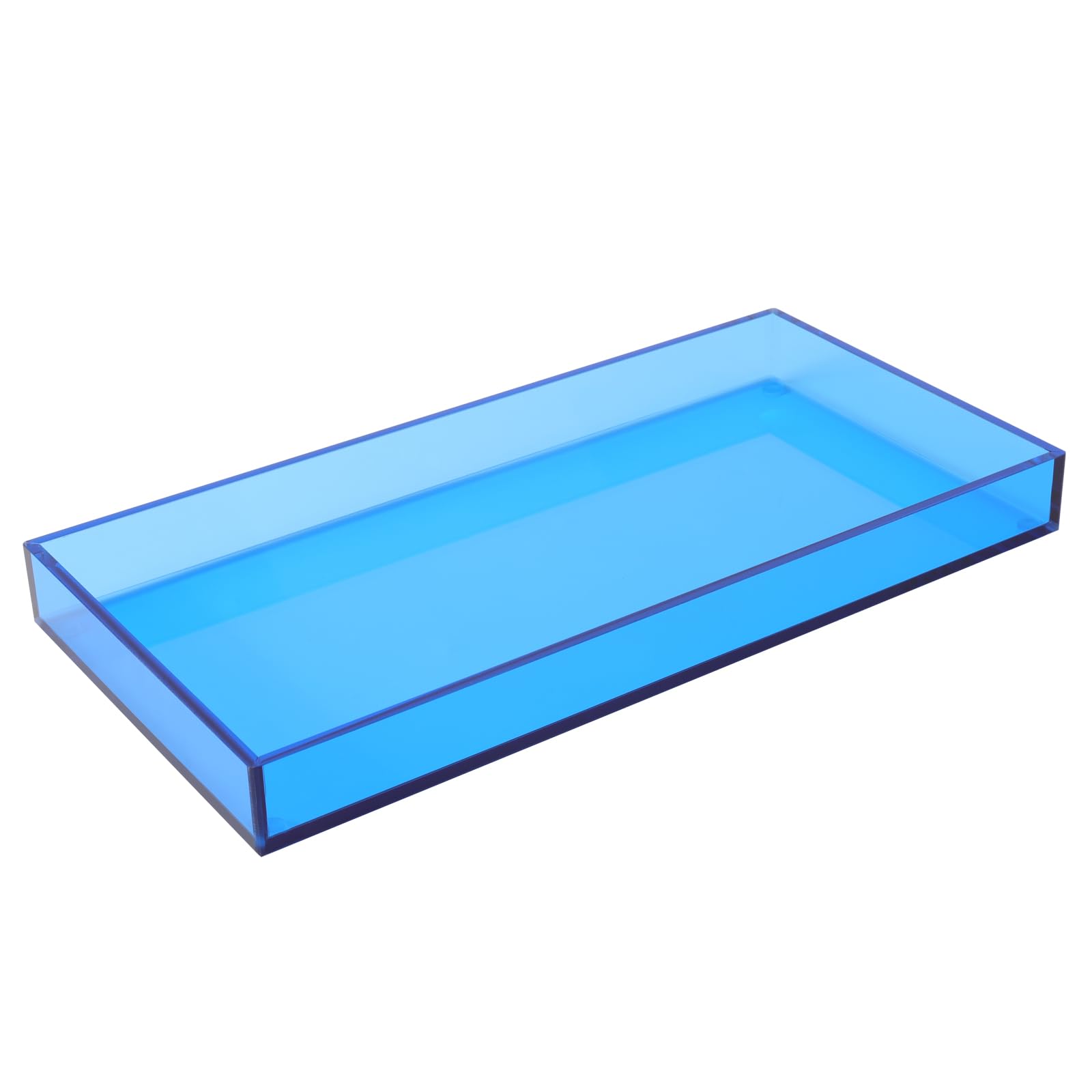 Acrylic Tray For Vanity Makeup Perfume Jewelry 12X6'' Small Decorative Tray For Bathroom Dresser Tops Candle Sink Counter, Blue