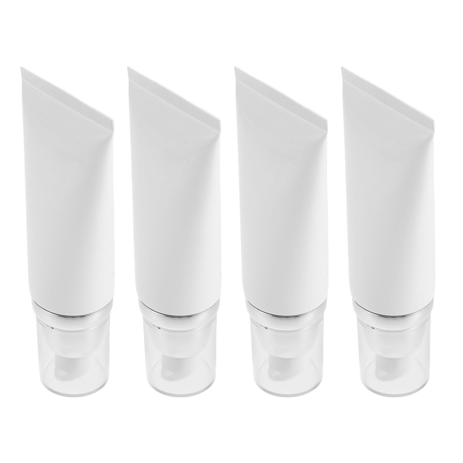 CIMAXIC 4pcs Empty Cosmetic Soft Tube with Pump, 50ml/1.7oz Refillable Lotion Bottle, Airless Vacuum Toiletry Squeeze Dispenser 