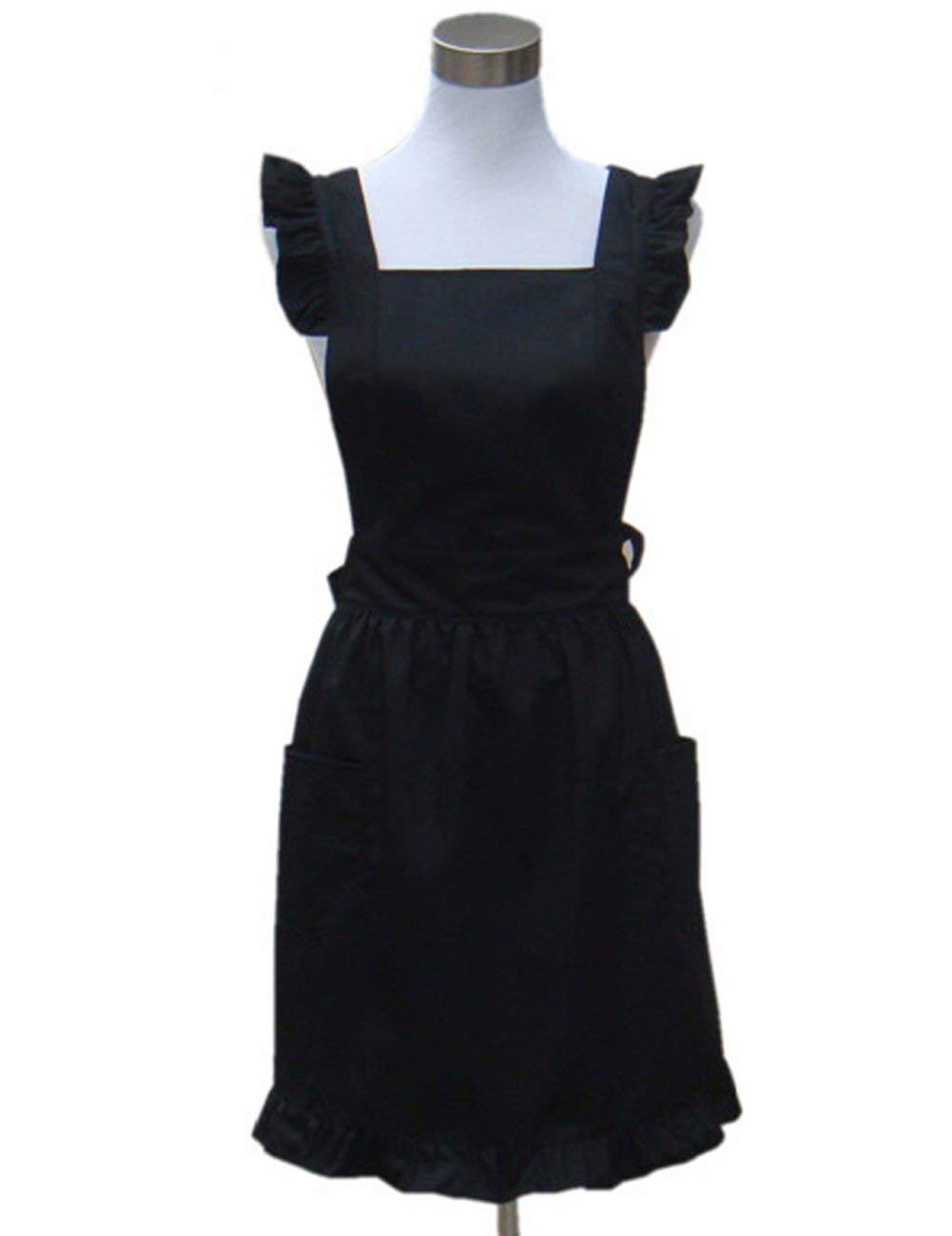 Hyzrz Lovely Retro Ladys Aprons For Women Girls Cake Kitchen Fashion Cooking Apron Chic With Pockets For Gift Chic 100% Cotton (