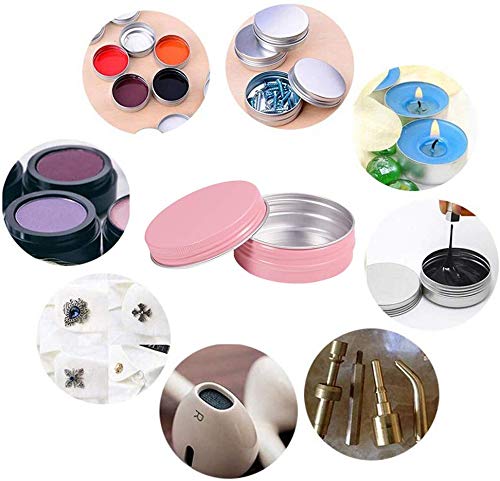 Healthcom 12 Pack 2 Oz Pink Round Aluminum Tin Cans Metal Steel Tins With Screw Top Lids Travel Storage Tins Cosmetic Sample Con