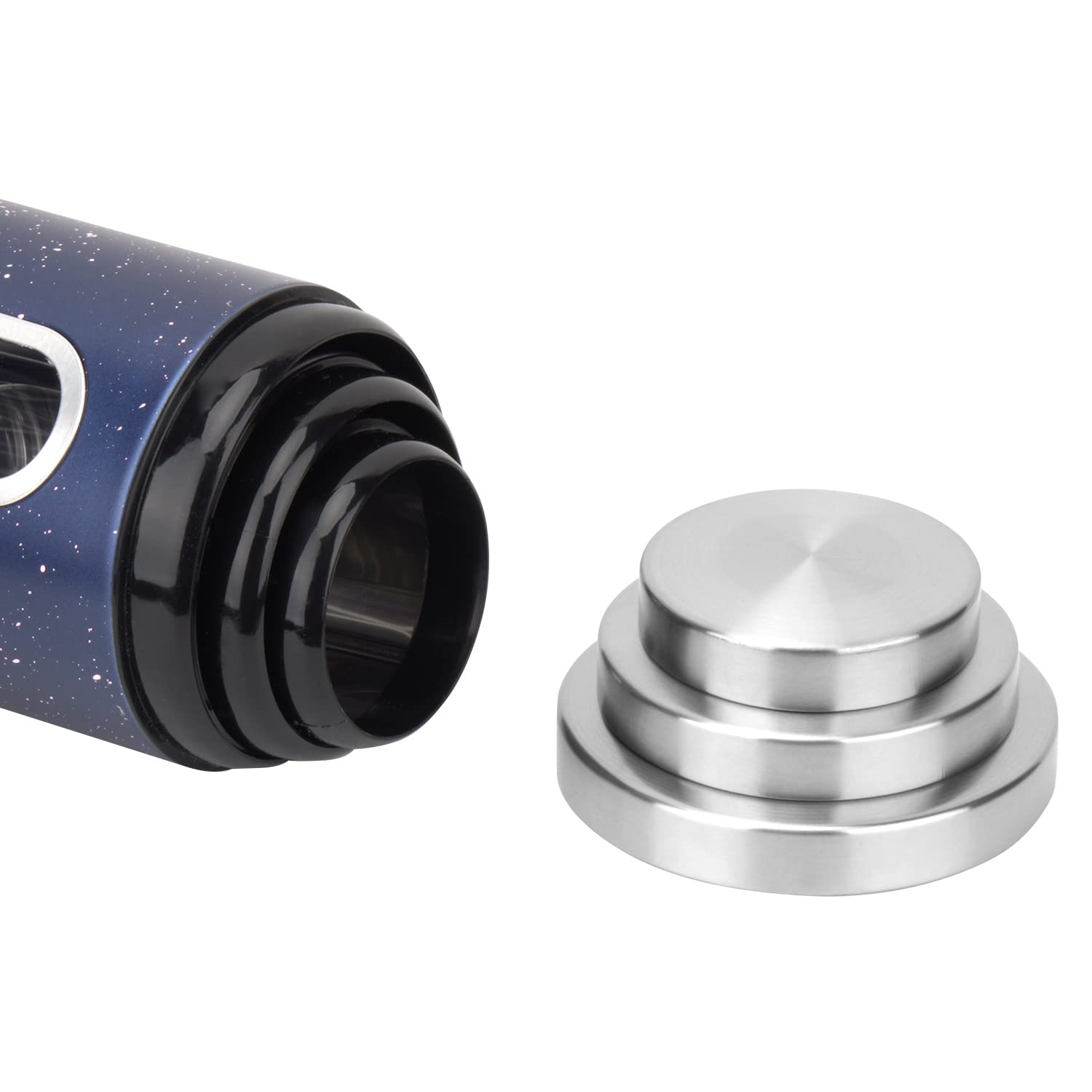 Aeunkiuo Black Kitchen Counter Canister Set 3 Pieces, 0.9/1.6/2.9 Quarts Stainless Steel Flour Sugar Tea Coffee Biscult Storage