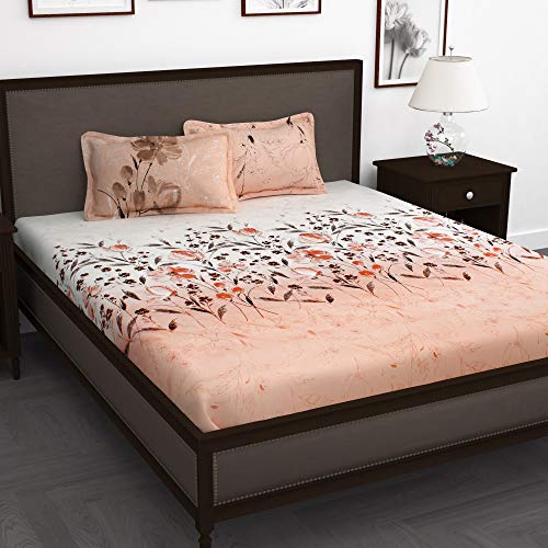 Story@Home Bedsheet For King Size Bed | Cotton Bedsheet | Floral King Size Bed Sheet Cotton With 2 King Size Pillow Covers (270 