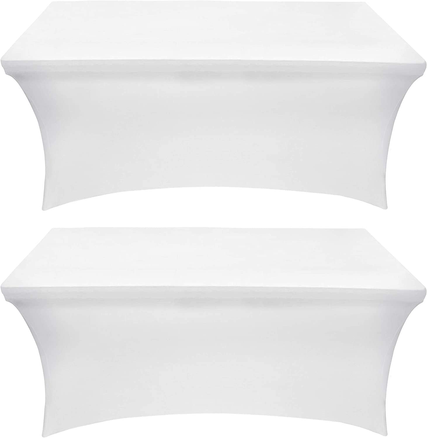 Utopia Kitchen Spandex Tablecloth 2 Pack [4Ft, White] Tight, Fitted, Washable And Wrinkle Resistant Stretch Rectangular Patio Ta