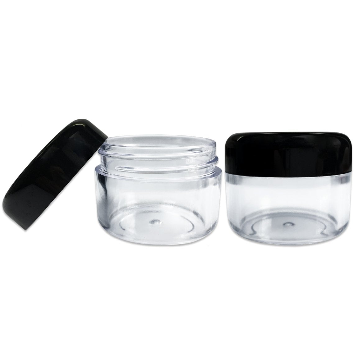 Beauticom 12 Pieces 30 Gram 30 Ml Empty Clear Round Small Jars With Black Screw Cap Lid For Storing Loose Powders And Pigments,