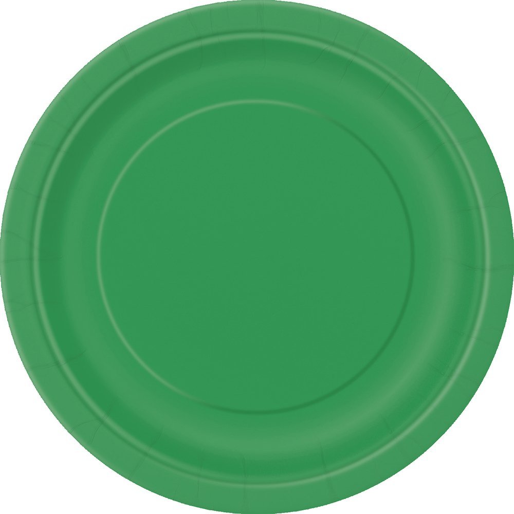 Unique Industries Solid Round Dinner Paper Plates, 9'', 16 Pcs, Emerald Green