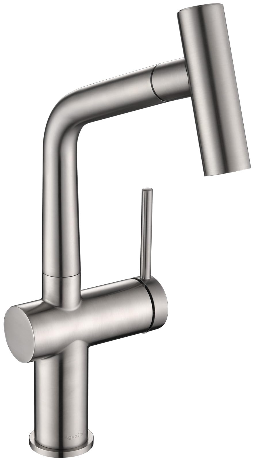 AguaStella AS06BN Brushed Nickel Bar Faucet or Prep Kitchen Sink Faucet with Pull Down Sprayer and Single Handle
