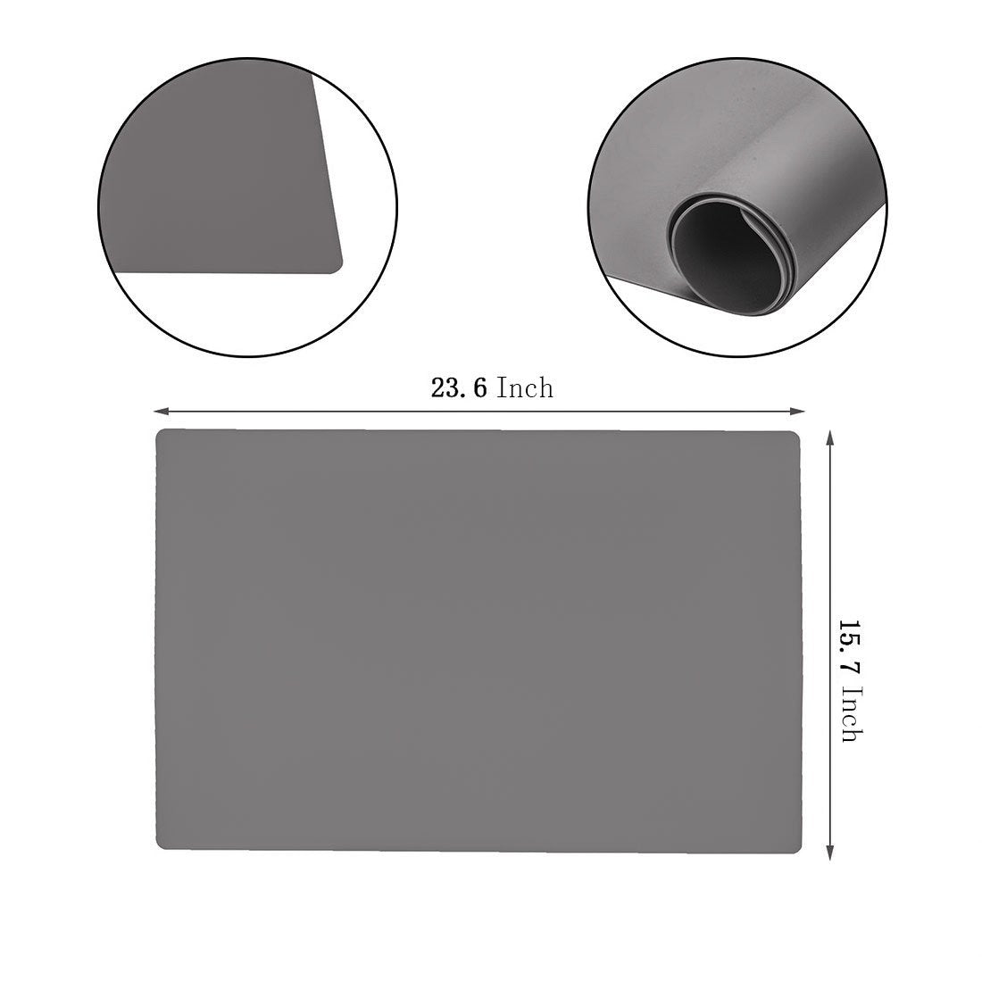 Max2co 23.6'' by 15.7''Flexible Silicone Placemat Non Slip Waterproof Heat Resistant Dinner Table Grey 2 PCS