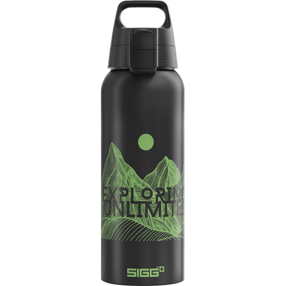 Sigg  Aluminum Water Bottle  WMB Pathfinder Black  Climate Neutral Certified  Leakproof  Lightweight  BPA Free  Black  3