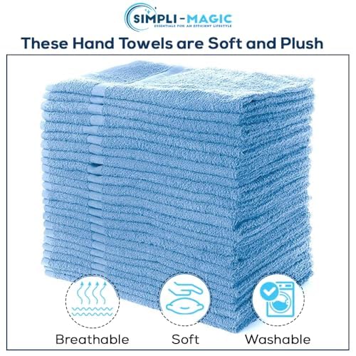 Simpli-Magic Cotton Hand Towels, 16''X27'', 12 Pack, Blue