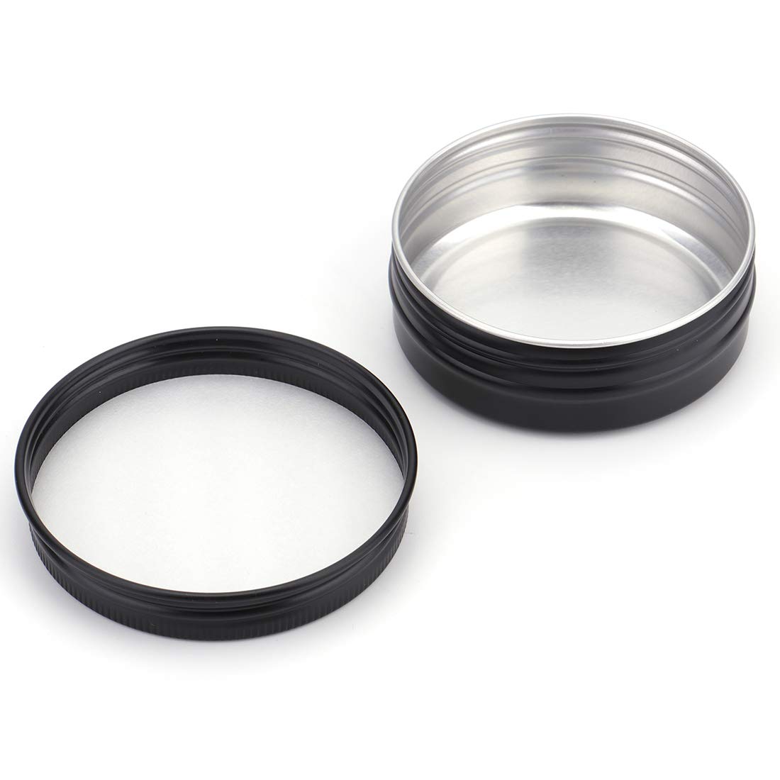 Foraineam 60 Pack 2 oz Round Lip Balm Tin Cans Cosmetic Sample Containers with Screw Lid - Aluminum Empty Tins for Salve  Powder  Spice  or Candies