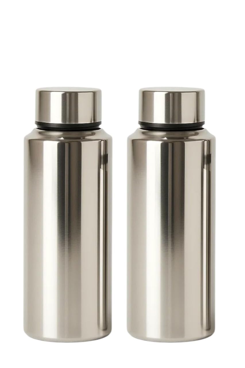Steeple Stainless Steel Water Bottle | Fridge| Refrigerator| School| College| Gym & Sports Water Bottle (Pack Of: 2, 500 Ml, Sil