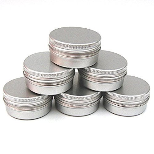 Ctkcom 2-Ounce Metal Tins Screw Top Flat Aluminum Silver Slide Round Tin Containers For Lip Balm,Crafts,Cosmetic,Candles,Travel