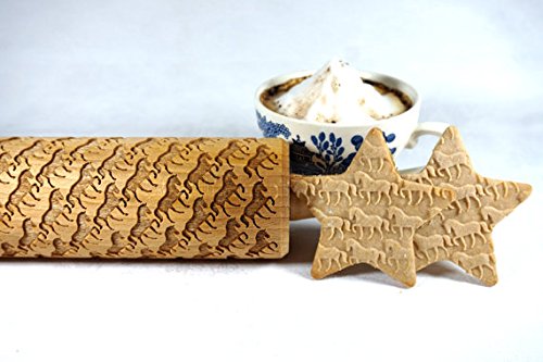 Rolling Pin Embossed With Horses Pattern For Baking Engraved Cookies Size Large 16.9 Inch