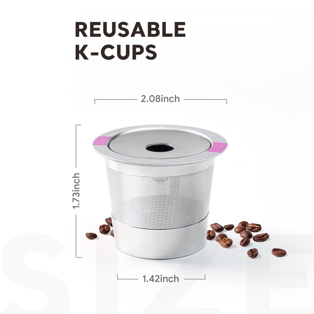 Stianless Steel Reusable K Cup Coffee Pods Compatible For K Eurig 1.0 & 2.0 Coffee Maker Refillable K-Eurig Coffee Filter With R