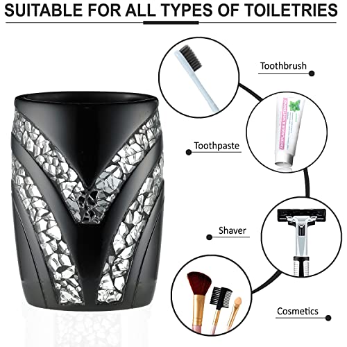 Zahari Home Sinatra Bath Tumbler Toothbrush And Toothpaste Holder Makeup Brushes Organizer, Black