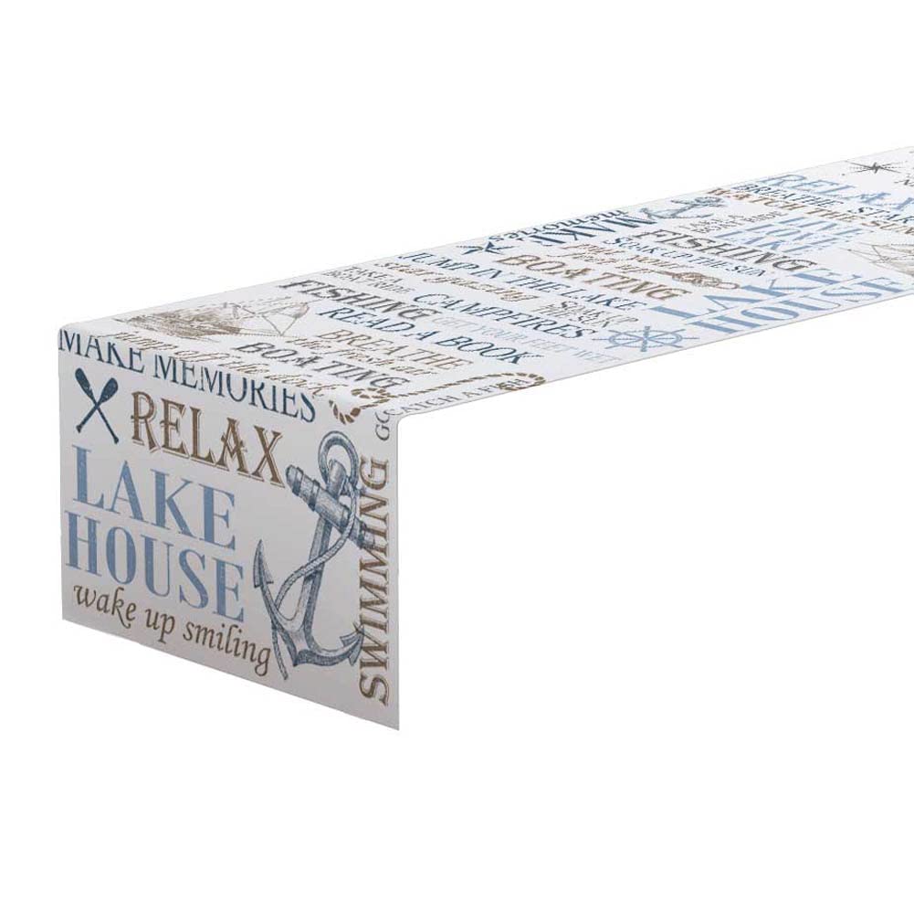 Decopow Nautical Beach Style Table Runner Lake House,14 Inches X 70 Inches