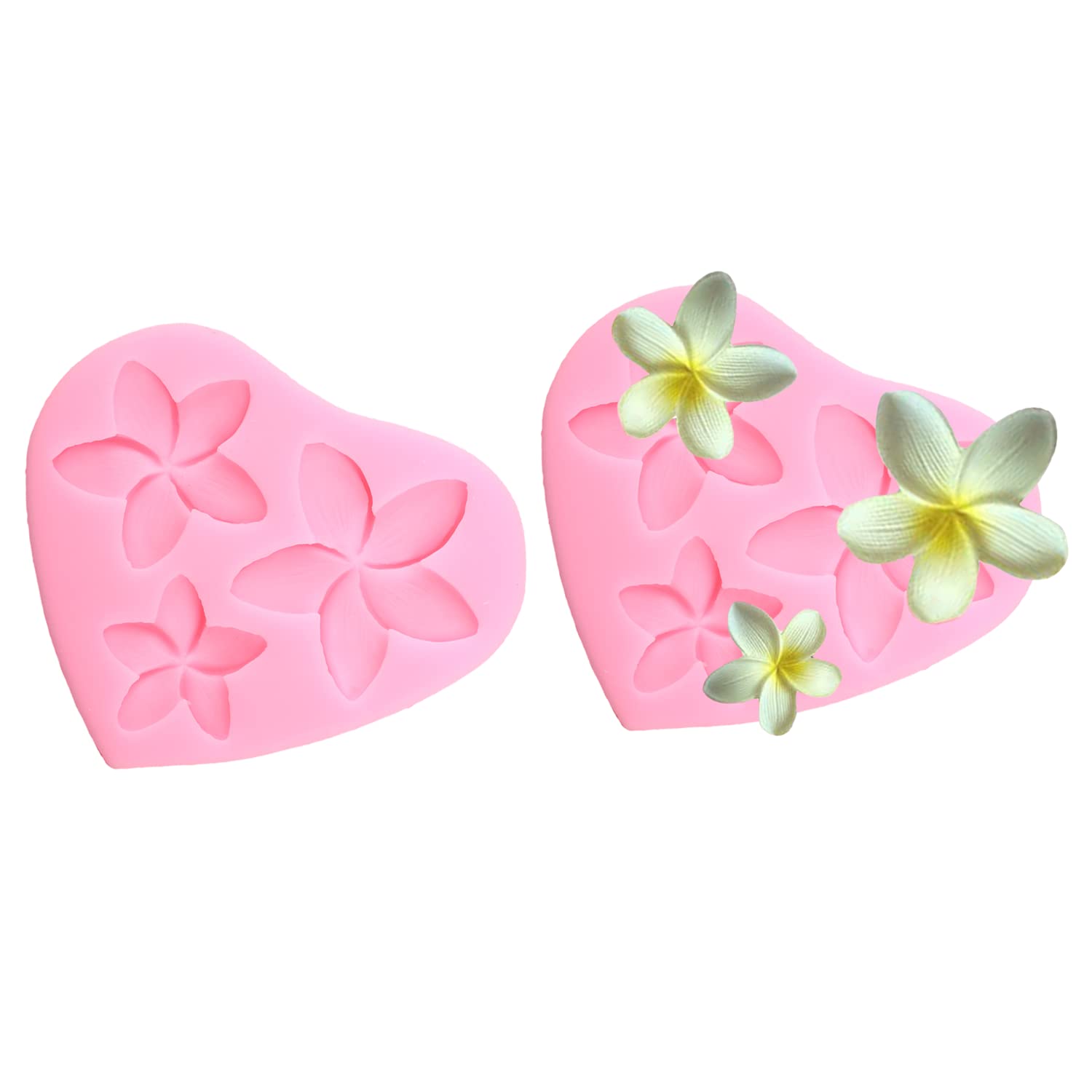 2 Pcs Frangipani Plumeria Flower Floral Silicone Mold Diy Gum Paste Candy Chocolate Handmade Ice Cream Fondant Mold Pudding Dess