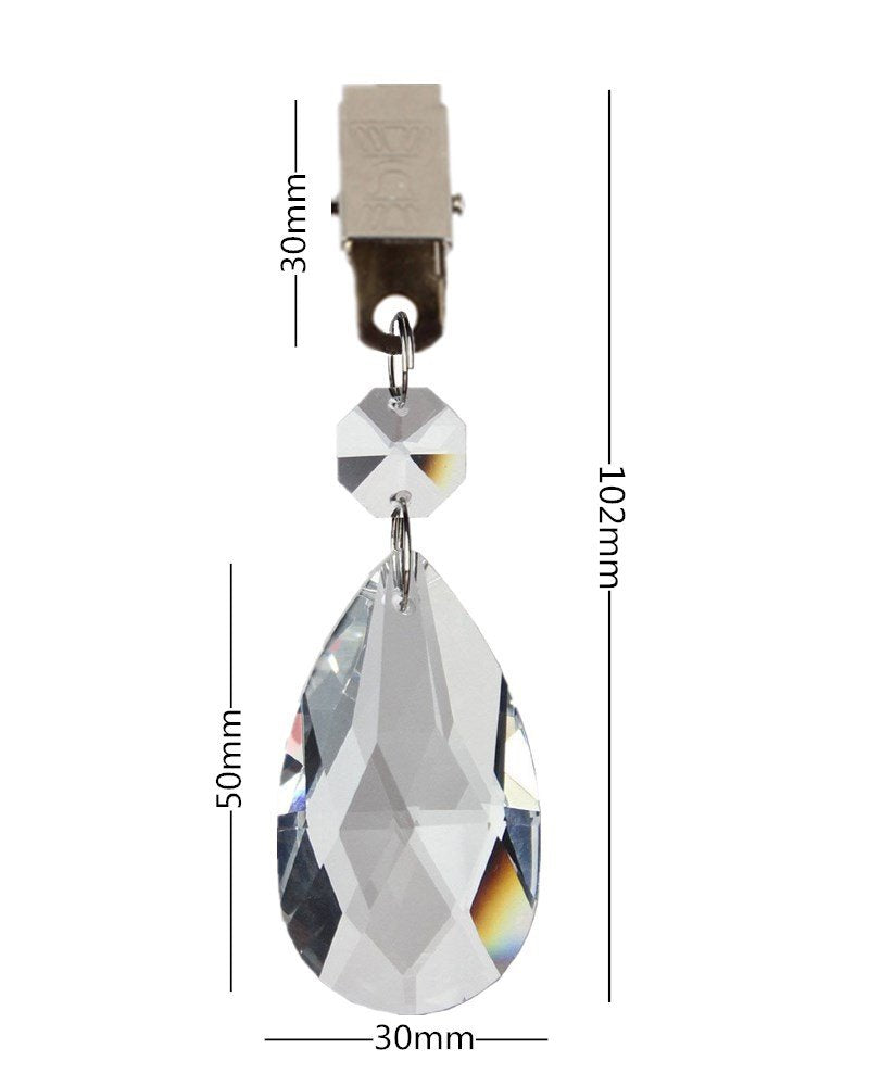 Yueton Pack Of 4 Metal Clip Crystal Glass Teardrop Pendant Tablecloth Weights