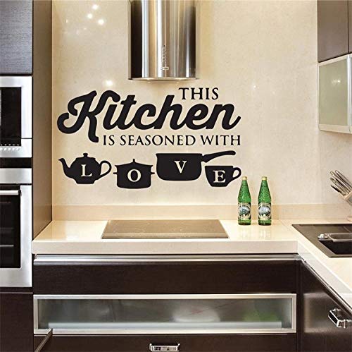 Heshengzaixian Motivational Quotes Wall Stickers, This Kitchen Is Seasoned With Love For Kitchen Inspirational Saying Wall Decal