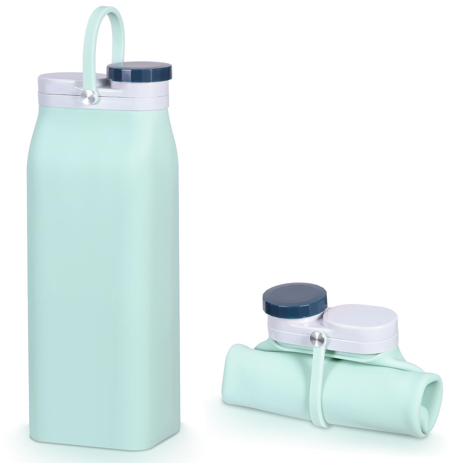 PNEUICALLY Collapsible Water Bottle,Reusable Foldable BPA Free Silicone Water Bottle,Portable Leakproof Sport Water Bottle for R