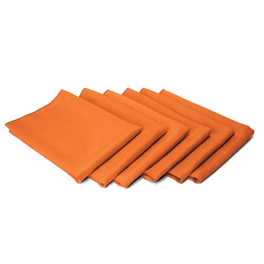 Tablelinensforless 17''X17'' Polyester Cloth Napkins, Set Of 6 (Pumpkin Orange) | Easy-Care, No-Iron Finish, Superior Color Rete