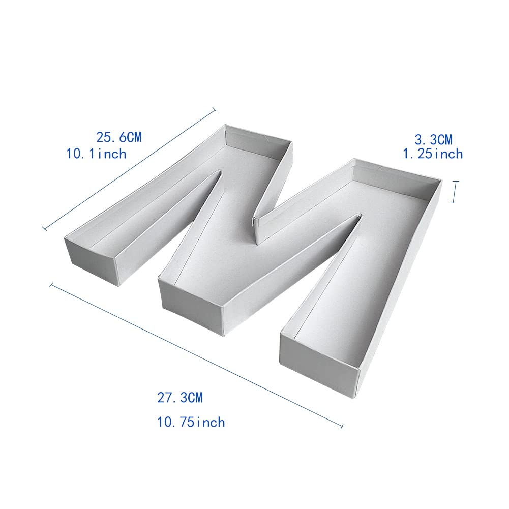 Manoczy 10 M or W Shaped Cardboard Letter Mache Chocolate Sweets Candy Container Box (White,M or W )