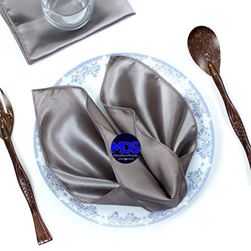 Mds Pack Of 50 Wedding Satin 12''X 12'' Square Dinner Napkin Or Handkerchief For Wedding Banquet Decoration - Silver Gray